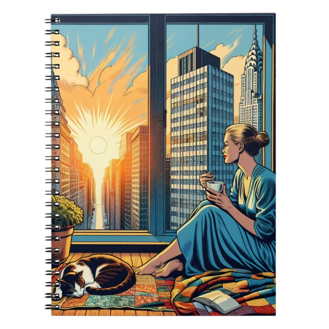 Carnet Heure du matin dans la ville | Une femme qui réflé (Devant)