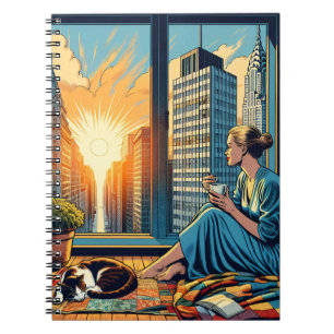Carnet Heure matinale en ville   Femme réfléchissant