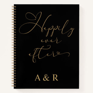 Carnet Heureux jamais après Wedding planner Monogramme or