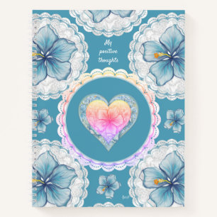 Carnet Hibiscus & dentelle TURQUOISE