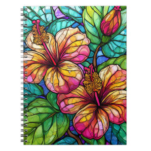 Carnet hibiscus en verre tendu