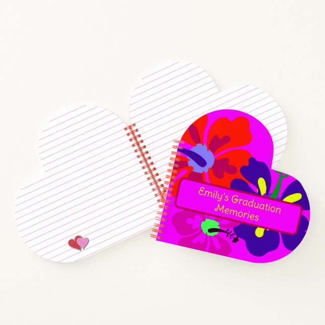 Carnet HIbiscus Flowers Heart Shaped Notebook (Intérieur)
