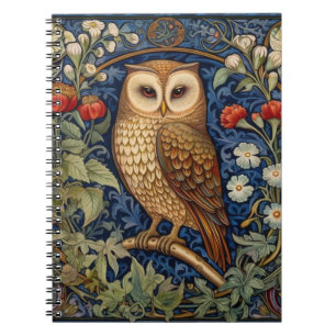 Carnet Hibou dans le jardin style William Morris