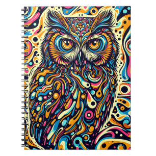 Carnet Hibou de rêve psychédélique – Faune et flore Pop A