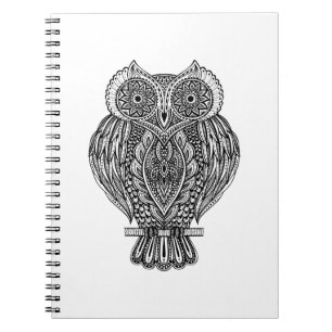 Carnet Hibou fleuri tiré par la main inspiré
