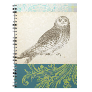 Carnet Hibou gris sur l'arrière - plan de motif