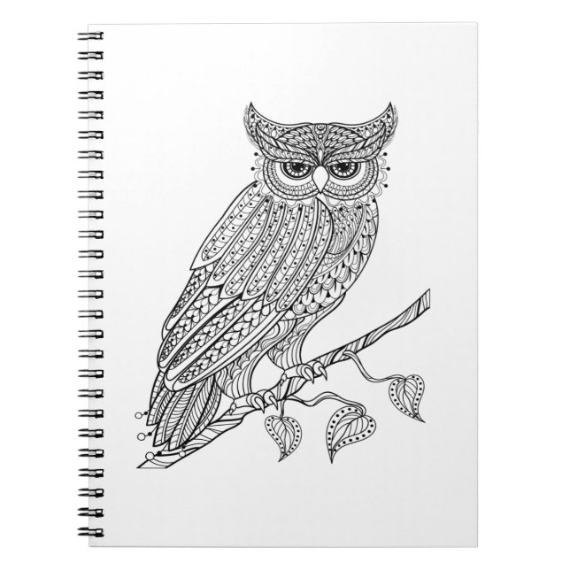 Carnet Hibou magique inspiré se reposant sur la branche (Devant)