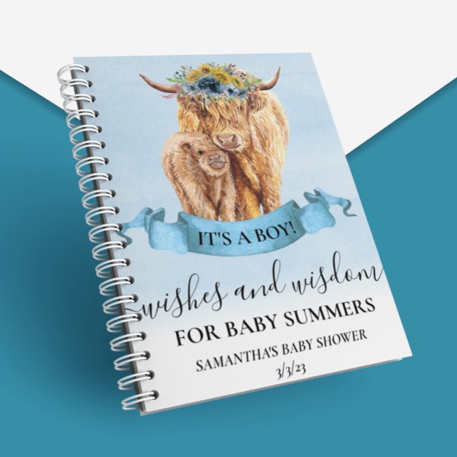 Carnet Highland Cow souhaite la sagesse Blue Boy (Créateur téléchargé)