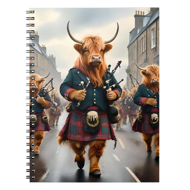 Carnet Highland Harmony : Bagpipe Highland Cow Band (Devant)