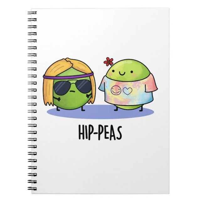 Carnet Hip-peas Drôle de jeu de mots sur les pois hippies (Devant)
