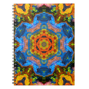 Carnet Hippie psychédélique orange bleu et vert