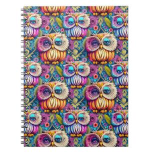 Carnet Hippie Trippy Chouette psychédélique colorée