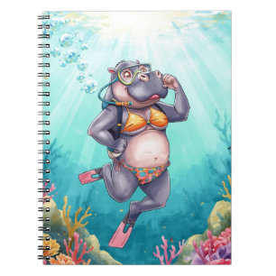 Carnet Hippopotame plongeur sous l'eau 