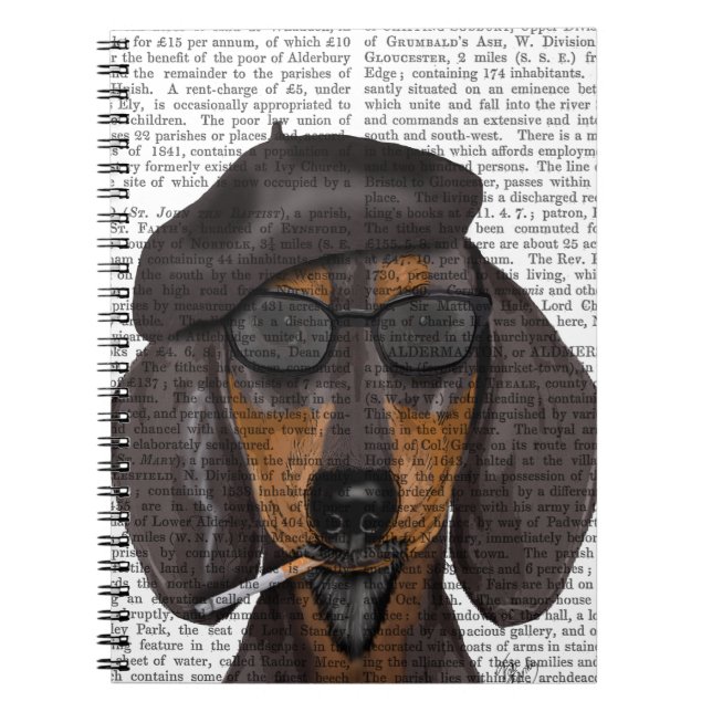 Carnet Hipster Dachshund Noir et Tan (Devant)