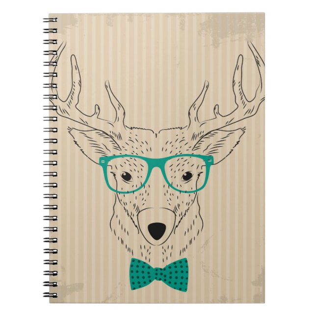Carnet Hipster Reindeer Elk avec des lunettes grungy Noël (Devant)