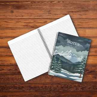 Carnet Hiver Forêt Montagne Scène Personnalisable