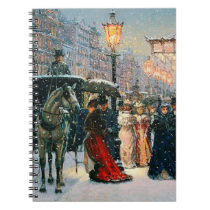 Carnet Hiver vintage Scène Parisienne Cadeau de Noël