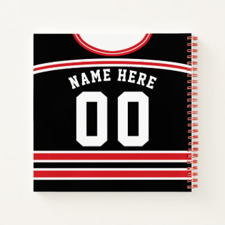 Carnet Hockey sur glace personnalisable Jersey noir et ro