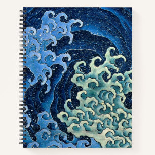 Carnet Hokusai Vague féminine Océan Vintage