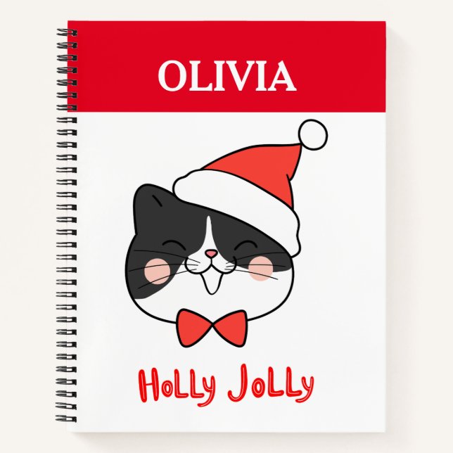 Carnet Holly Jolly Cute Christmas Père Noël Cat (Devant)