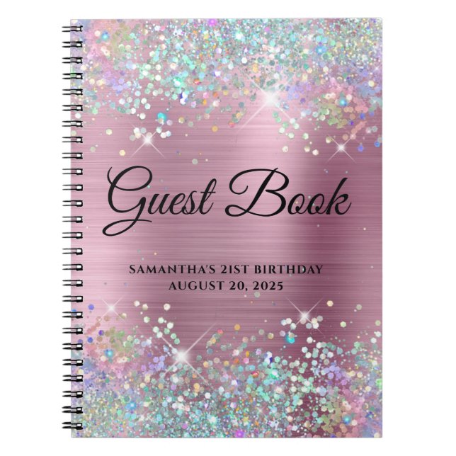 Carnet Holo Parties scintillant Pink Foil 21e anniversair (Devant)
