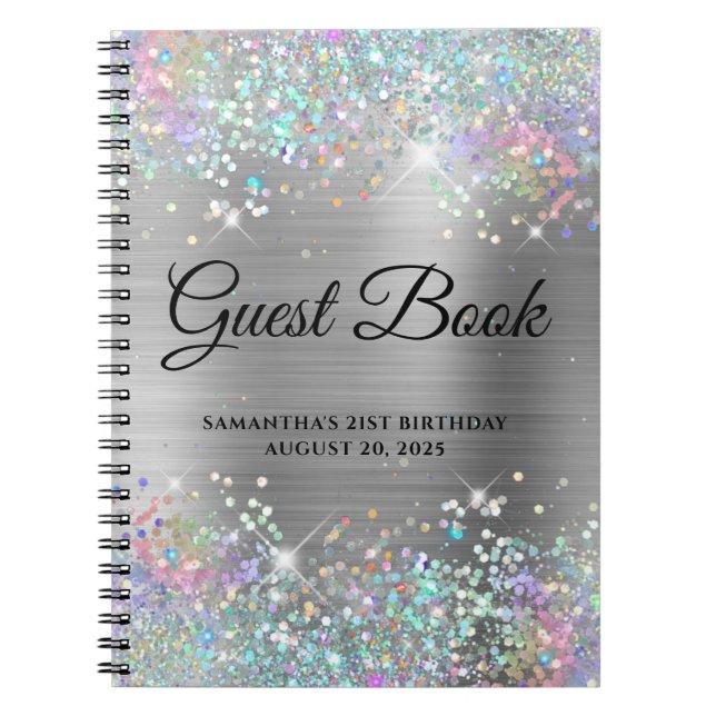 Carnet Holo Parties scintillant Silver Foil 21ème anniver (Devant)