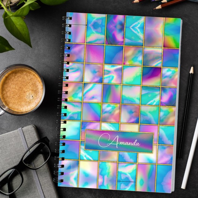 Carnet Holographe élégant tendance fausse or géométrique (Créateur téléchargé)