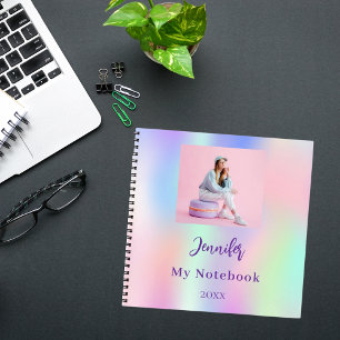 Carnet Holographe photo violet rose