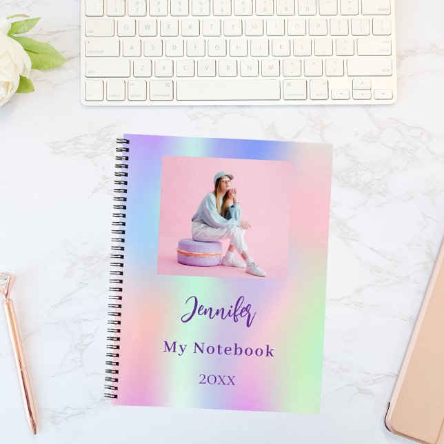 Carnet Holographe photo violet rose (Créateur téléchargé)