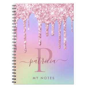 Carnet Holographique Parties scintillant rose gouttelette