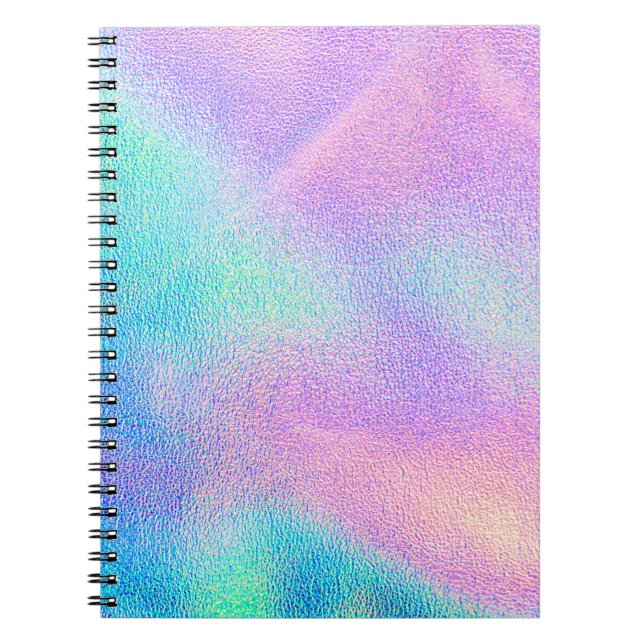Carnet Holographique texture réelle en bleu rose vert (Devant)