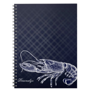 Carnet Homard vintage Marine Bleu Élégant Chic Plaid