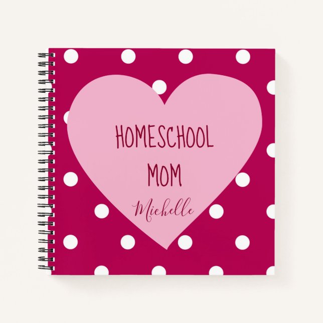 Carnet Homeschool Maman pois rose (Devant)