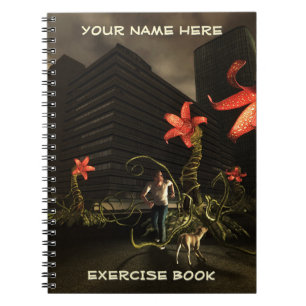 Carnet Homme avec chien, paysage urbain. Texte personnali