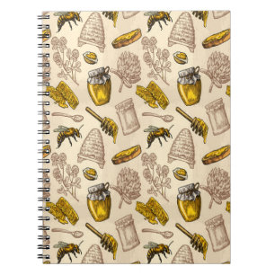 Carnet Honey Bee Beehive Golden Yellow Vintage