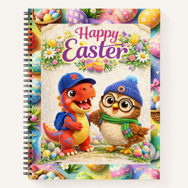 Carnet Hoots egg straw special day whimsical happy Easter (Devant)