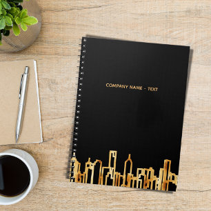 Carnet Horizon de ville doré texte immobilier entreprise 