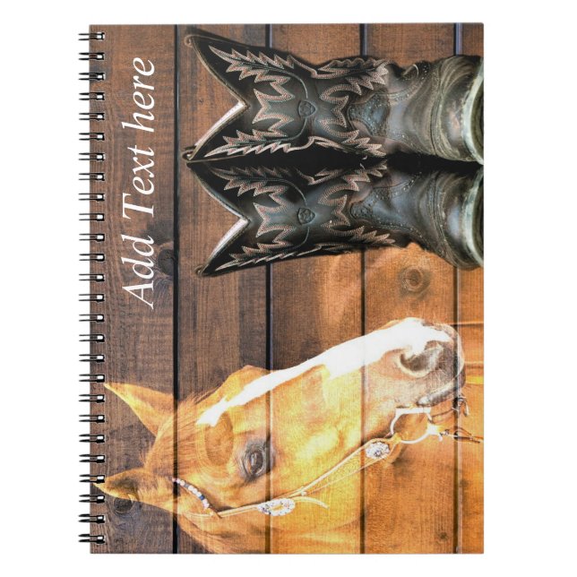 Carnet Horse Cowboy Boots Rustic Barque (Devant)