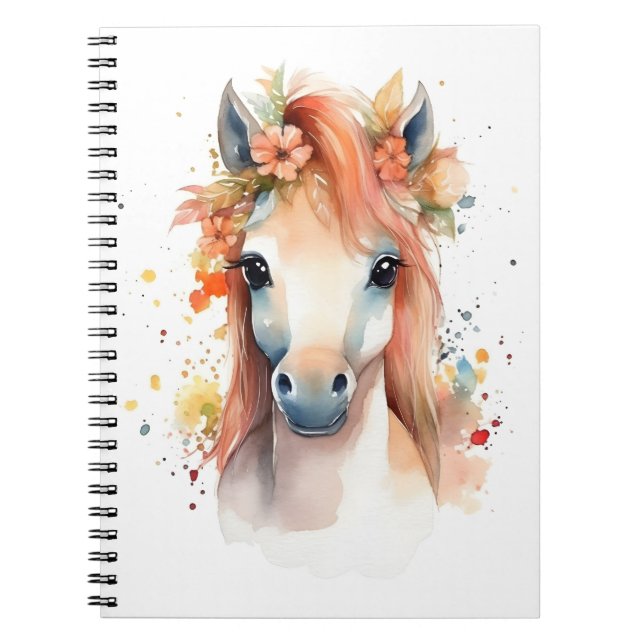 Carnet Horse Lover Aquarelle Illustration Cheval mignon (Devant)