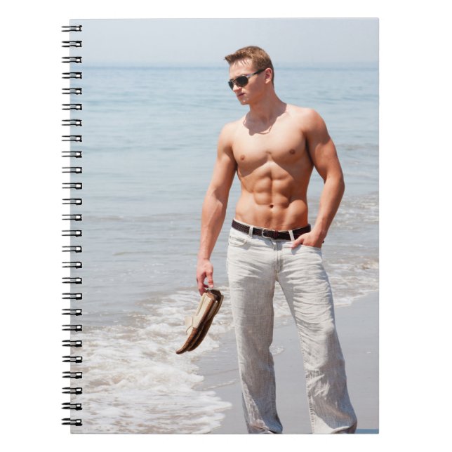 Carnet Hot Guy Bare Chest Muscular Abs Beach Shirtless (Devant)