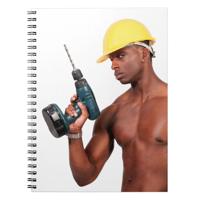 Carnet Hot Guy Sexy Shirtless Muscled Construction Worker (Devant)