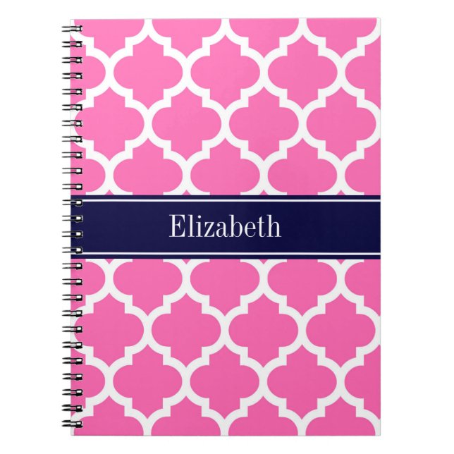Carnet Hot Pink2 Wharf Marocain #5 Marine Nom bleu Monogr (Devant)