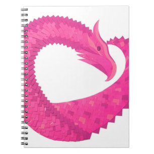 Carnet Hot pink heart dragon on white
