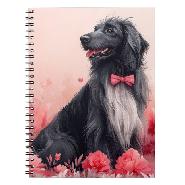 Carnet Hound afghan avec Roses - Saint Valentin (Devant)