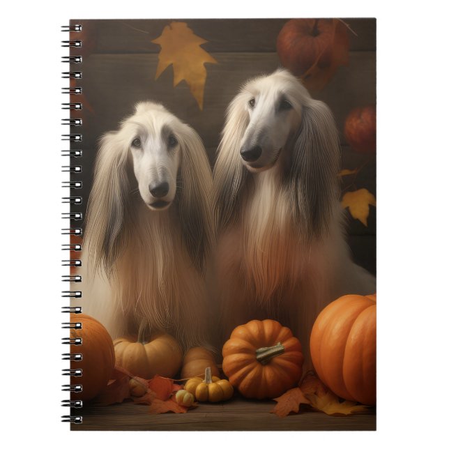 Carnet hound afghan Chiot Automne Citrouille de plaisir (Devant)