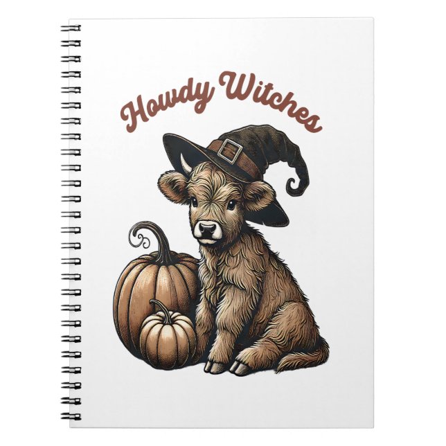 Carnet Howdy Witches Halloween Highland Cow (Devant)
