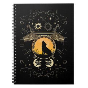 Carnet Howling Celtic Wolf Mythology Swords