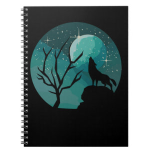Carnet Howling Wolf Forest Animal Moon Nature Love