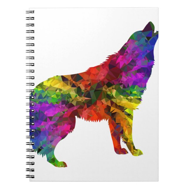 Carnet howling wolf rainbow (Devant)