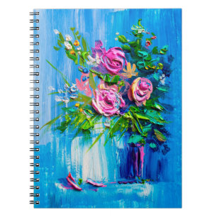 Carnet Huile peignant un bouquet de roses. Stage impressi